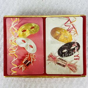 Congress Playing Cards Double Decks Sealed in Orig. Box Half Masks Design Vtg